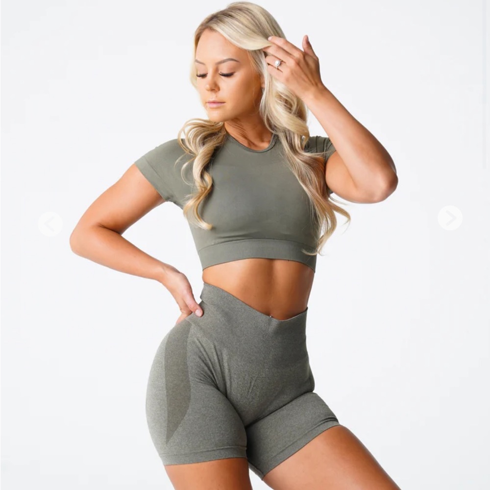 NVGTN khaki green voretex seamless bra top